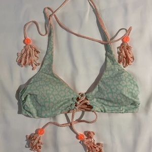 Victoria’s Secret Reversible Patterned Bikini Halter Top - Blue White & Orange